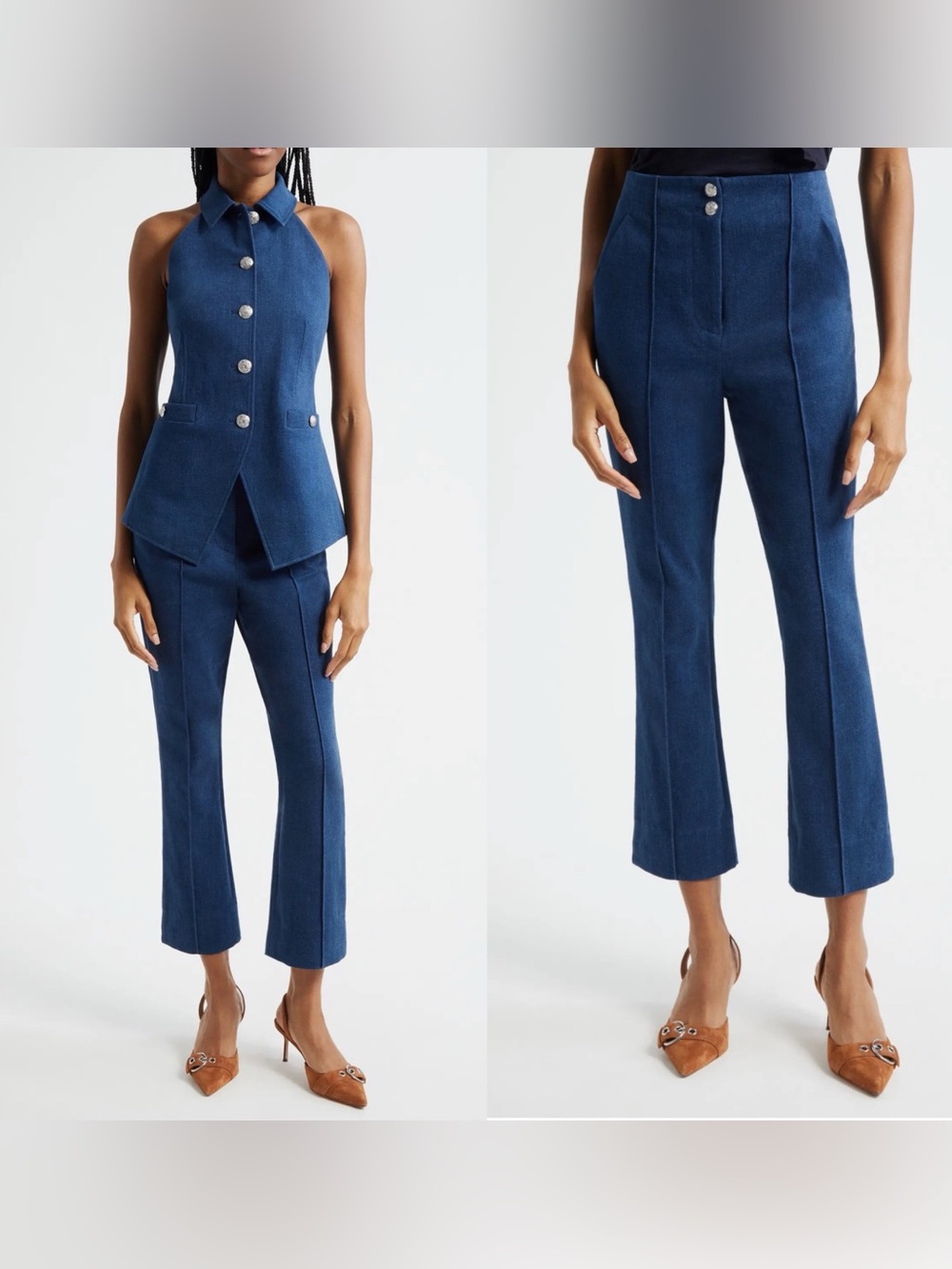 NWT Veronica Beard Kean Pants in Moody Blue Denim Size 10 $498
